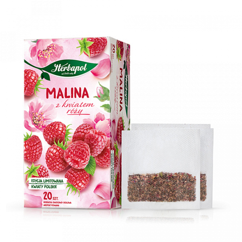 Чай пакетированный 20*2,3г, "Herbapol" фруктовый, со вкусом малины и дикой розы
