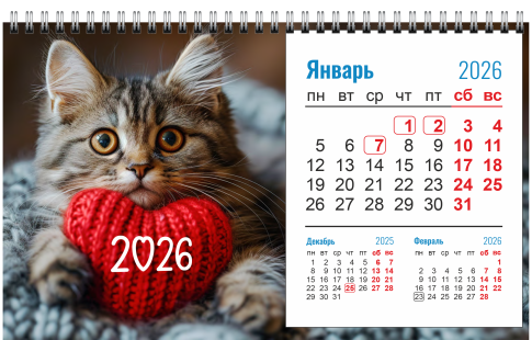 Календарь перекидной настольный 2026 на спирали №9