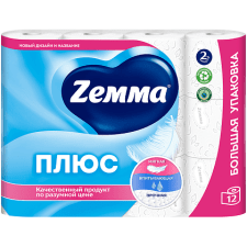 Туалетная бумага 2 сл, 23м*12 рулонов Zemma Plus, белый
