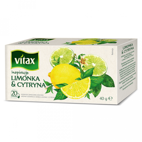 Чай пакетированный 20*2г, "Vitax" фруктовый, со вкусом лимона и лайма