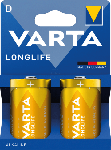 Батарейка LR20 (D) алкал., 2шт/уп, Varta Lonflife